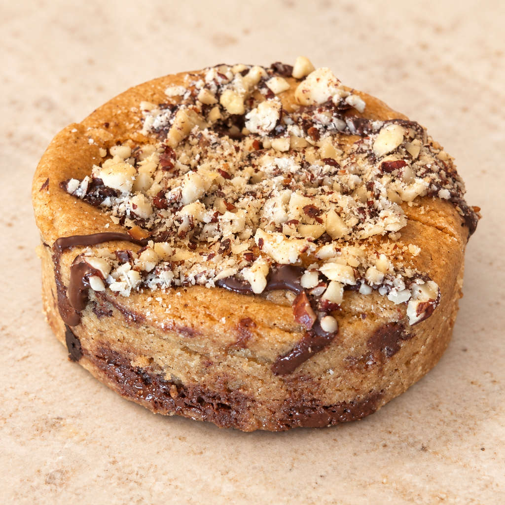 Hazelnut Cream Dream whole cookie on a cream background